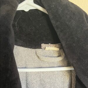 Coyuchi Charcoal and Light Gray Robe